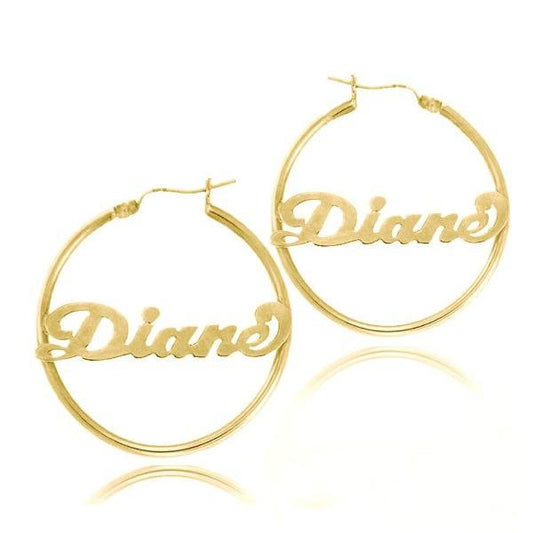 10K/14K Gold Personalized Hoop Name Earrings Made with Any Name - onlyone