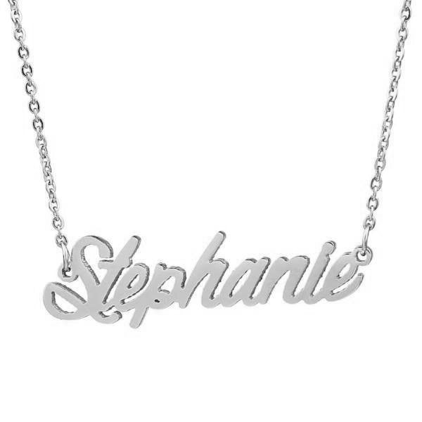 925 Sterling Silver "Stephanie" Style Custom Name Necklace Nameplate Necklace - onlyone