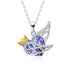 925 Sterling Silver Angel Wing Necklace Guardian Angel Jewelry Heart Purple Swarovski Crystal Pendant - onlyone