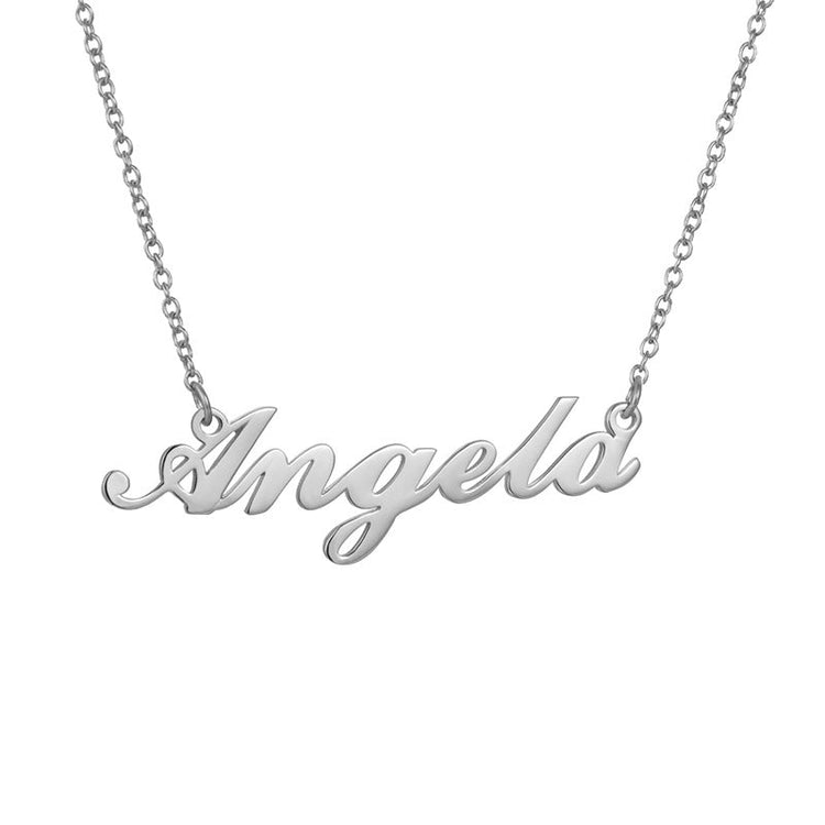 925 Sterling Silver Angela Custom Name Necklace Nameplate Necklace - onlyone