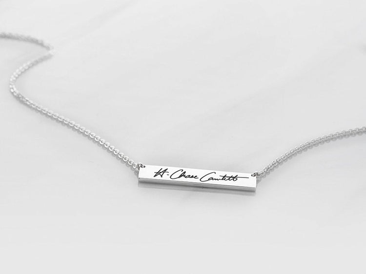 925 Sterling Silver Engraved Bar Name Necklace Nameplate Necklace - onlyone