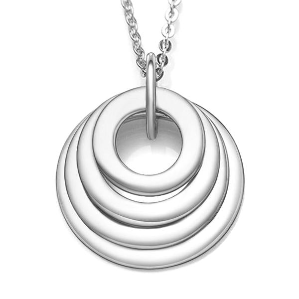 925 Sterling Silver Engraved Circle 4 Rings Name Necklace Gift Nameplate Necklace - onlyone