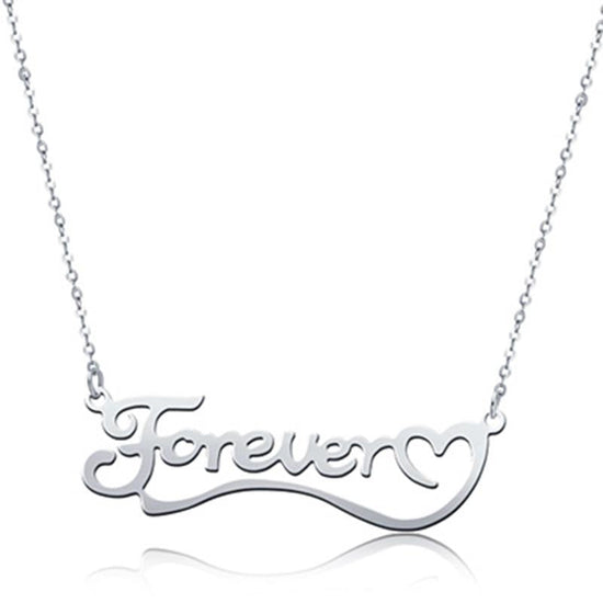 925 Sterling Silver Love You Forever Classic Name Necklace Nameplate Necklace - onlyone