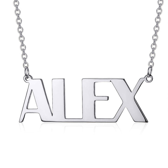 925 Sterling Silver Capital "ALEX" Letters Name Necklace Nameplate Necklace - onlyone