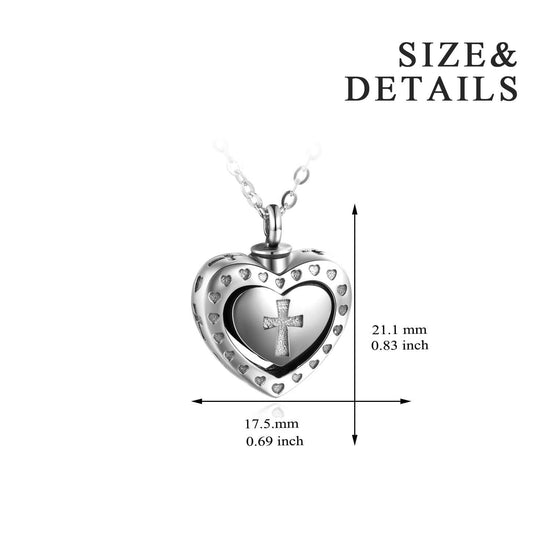 925 Sterling Silver Cremation Jewelry for Ashes Cross Heart Locket Pendant Urn Necklace - onlyone