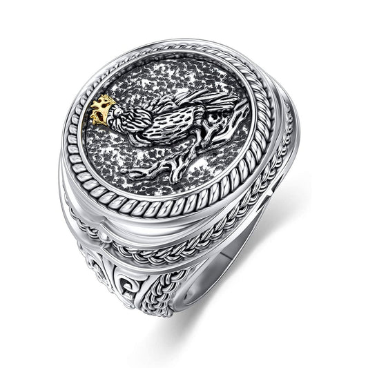 925 Sterling Silver Crow Ring