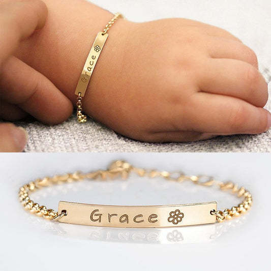 925 Sterling Silver Custom Baby Name Bracelet Anklet, Baby Toddler Child ID Bracelet Anklets for Girls Boys - onlyone