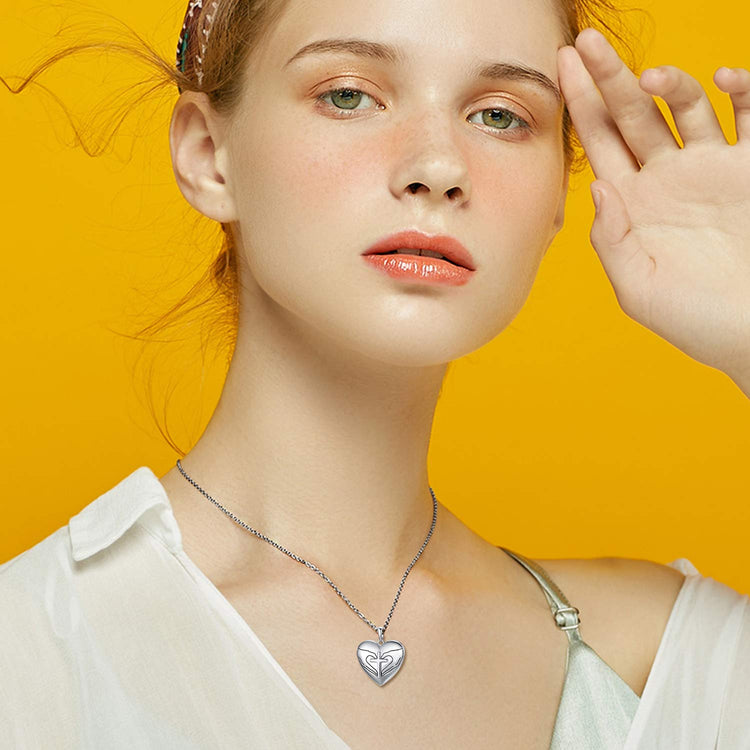 925 Sterling Silver Heart Photo Locket Necklace