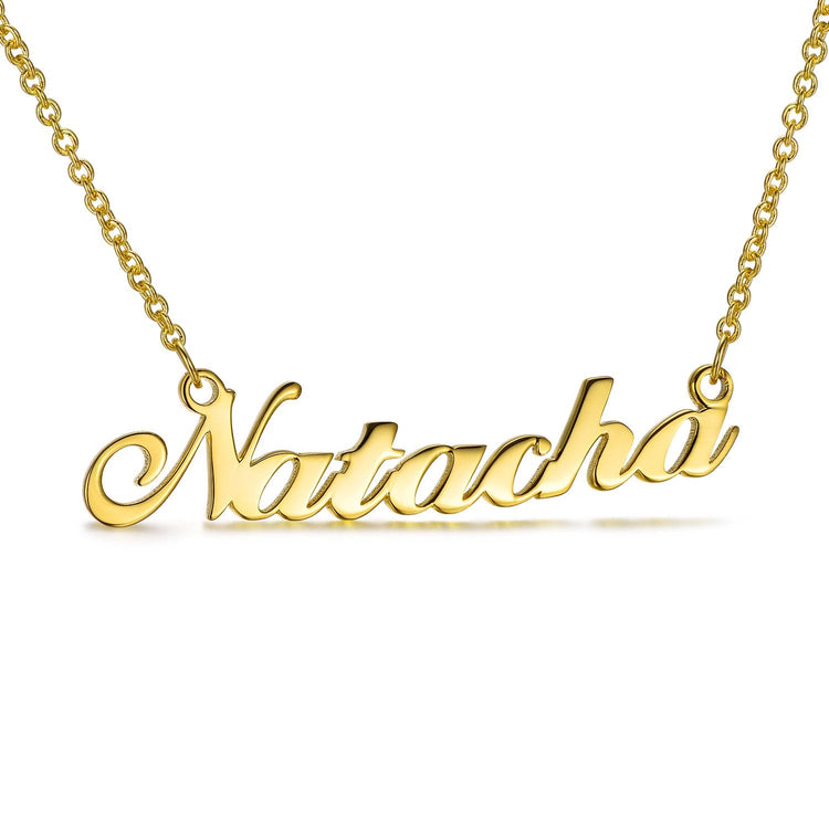 925 Sterling Silver Custom Natacha Name Necklace Nameplate Necklace - onlyone