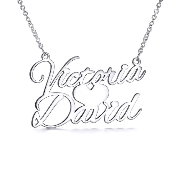 925 Sterling Silver Sweet Love Heart Name Necklace Nameplate Necklace - onlyone