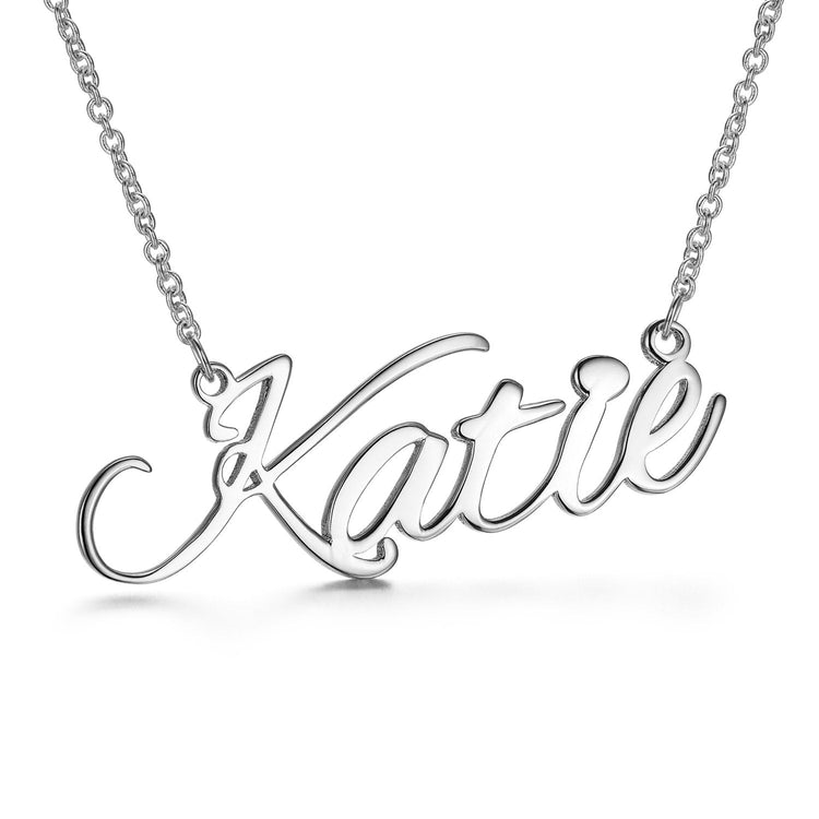 925 Sterling Silver Custom Katie Name Necklace Nameplate Necklace - onlyone