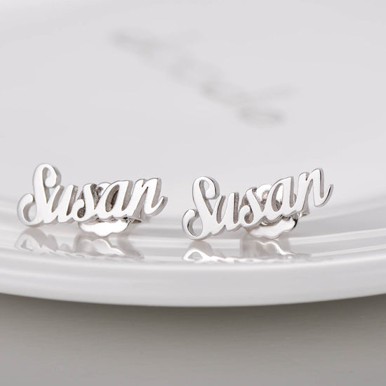 925 Sterling Silver Personalized Initial Name Earrings Nameplate Earrings - onlyone