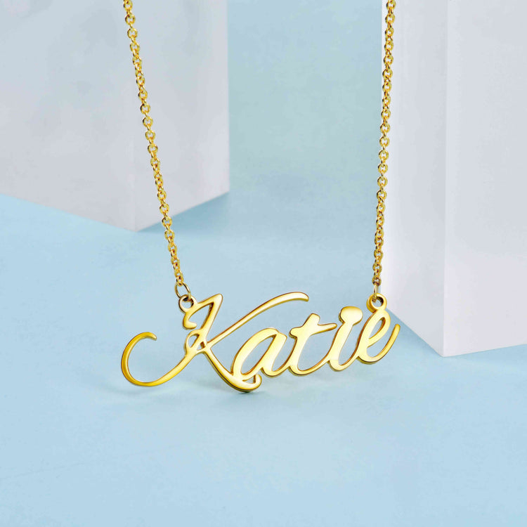 925 Sterling Silver Custom Katie Name Necklace Nameplate Necklace - onlyone