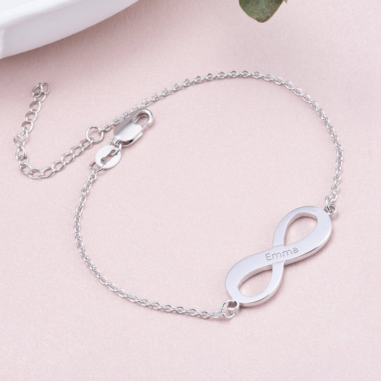 925 Sterling Silver Infinity Custom Name Bracelet - onlyone
