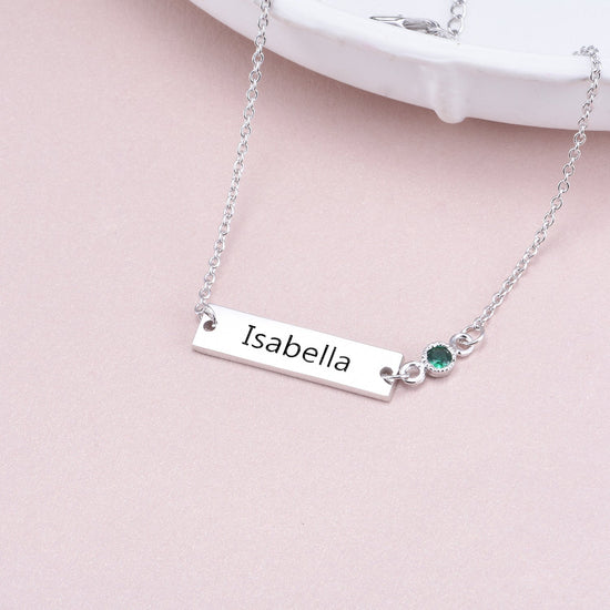 925 Sterling Silver Personalized Bezel Set Birthstone Engraved Bracelet 6â€?7.5â€?- onlyone