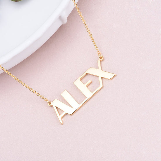 925 Sterling Silver Capital "ALEX" Letters Name Necklace Nameplate Necklace - onlyone