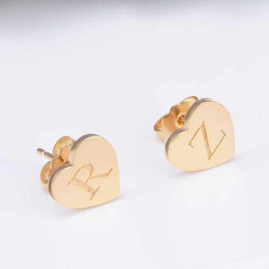 925 Sterling Silver Personalized Engraved Hearts Stud Earrings - onlyone