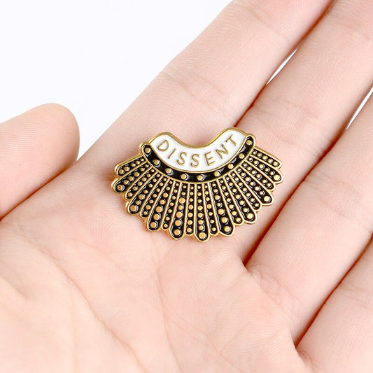 925 Sterling Silver Dissent Collar Stud Earrings/Brooch, Ginsburg Earrings/Brooch