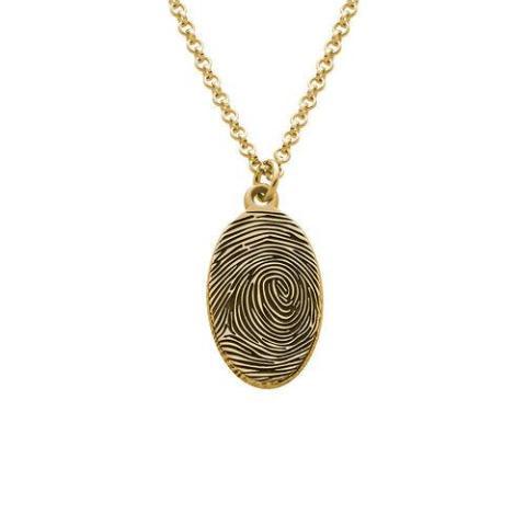 925 Sterling Silver Personalized Engraved Fingerprint Thumbprint Oval Name Necklace Nameplate Necklace - onlyone