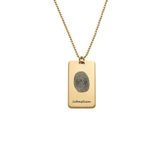 925 Sterling Silver Personalized Engraved Fingerprint Thumbprint Name Necklace Nameplate Necklace - onlyone
