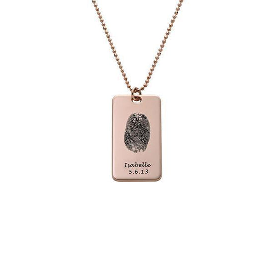 925 Sterling Silver Personalized Engraved Fingerprint Thumbprint Name Necklace Nameplate Necklace - onlyone