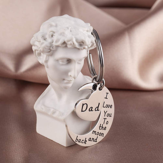 Stainless Steel Keyring For Men I Love You to The Moon to Back Dad Keyring Pendant From Son Daughter for Dad Fathers Day Gifts - onlyone