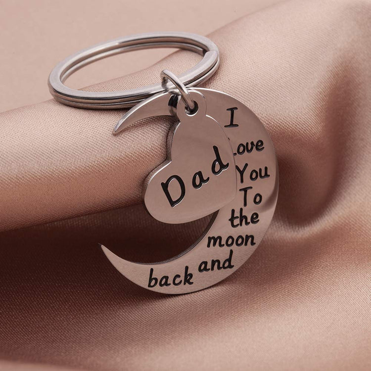 Stainless Steel Keyring For Men I Love You to The Moon to Back Dad Keyring Pendant From Son Daughter for Dad Fathers Day Gifts - onlyone
