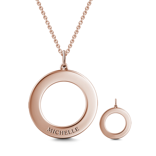 925 Sterling Silver Engraved Circle Name Necklace Nameplate Necklace - onlyone