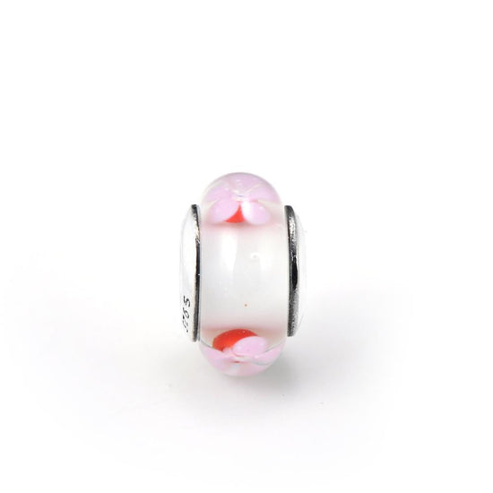 925 Sterling Silver Sakura Pink Glass Charms for Bracelet and Necklace - onlyone