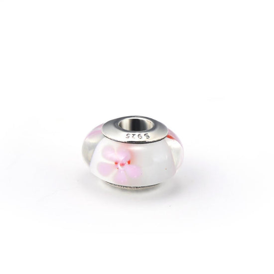 925 Sterling Silver Sakura Pink Glass Charms for Bracelet and Necklace - onlyone