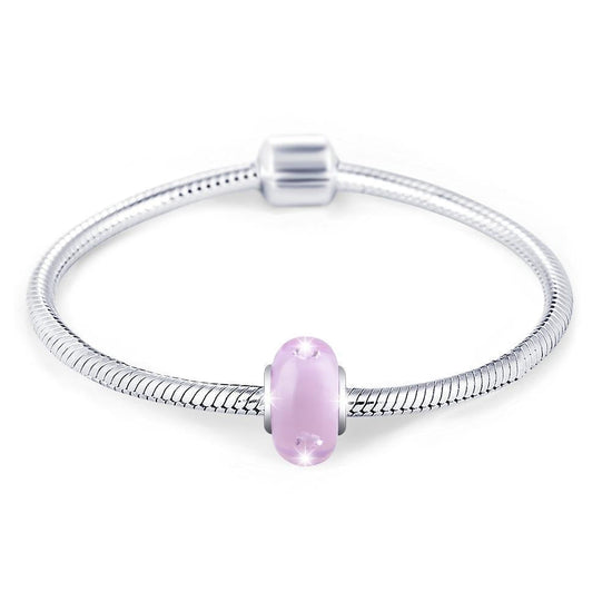 Pink Built-in Bubble Glass Charm for Bracelet and Necklace-925 Sterling Silver - onlyone