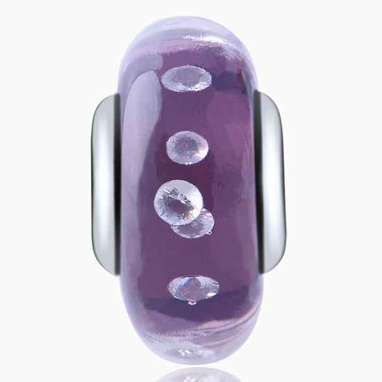 Purple Built-in Bubble Glass Charm for Bracelet and Necklace-925 Sterling Silver - onlyone
