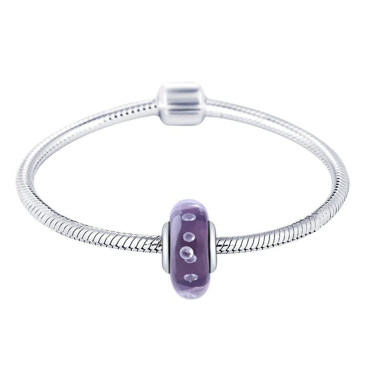 Purple Built-in Bubble Glass Charm for Bracelet and Necklace-925 Sterling Silver - onlyone
