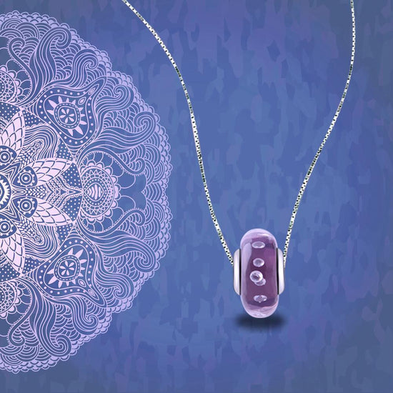 Purple Built-in Bubble Glass Charm for Bracelet and Necklace-925 Sterling Silver - onlyone