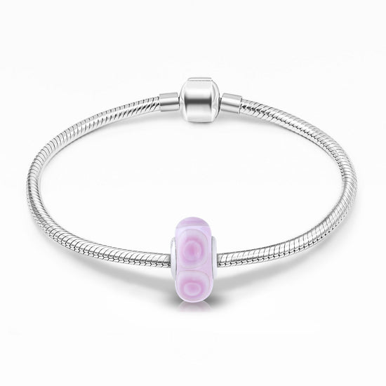 Pink Flowers Glass Charm for Bracelet and Necklace in 925 Sterling Silver - onlyone