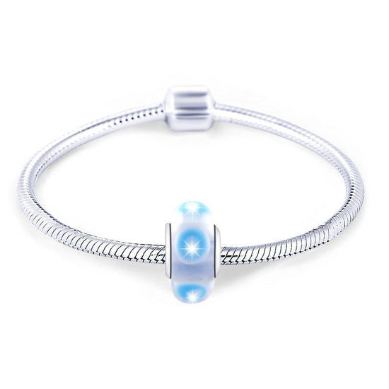 925 Sterling Silver Magic Blue Bubble Glass Charm for Bracelet and Necklace - onlyone