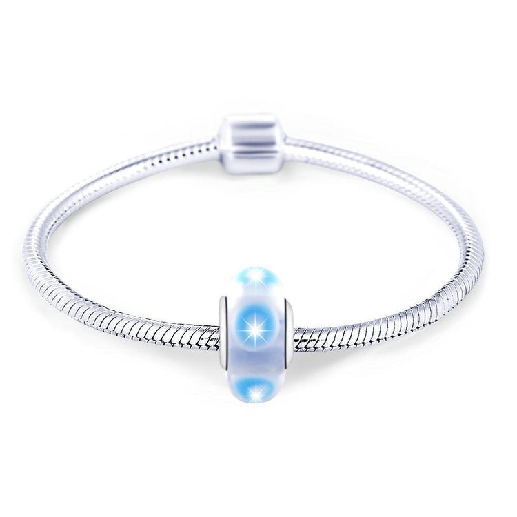 925 Sterling Silver Magic Blue Bubble Glass Charm for Bracelet and Necklace - onlyone