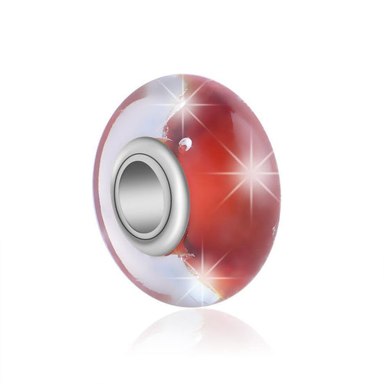 Red Built-in Bubble Glass Charm in 925 Sterling Silver for Bracelet and Necklace - onlyone