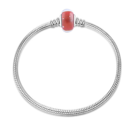 Red Built-in Bubble Glass Charm in 925 Sterling Silver for Bracelet and Necklace - onlyone