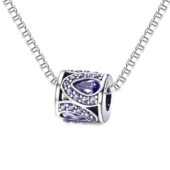 925 Sterling Silver Purple Liquid Cubic Zircon Bracelet Charm For Bracelet and Necklace - onlyone