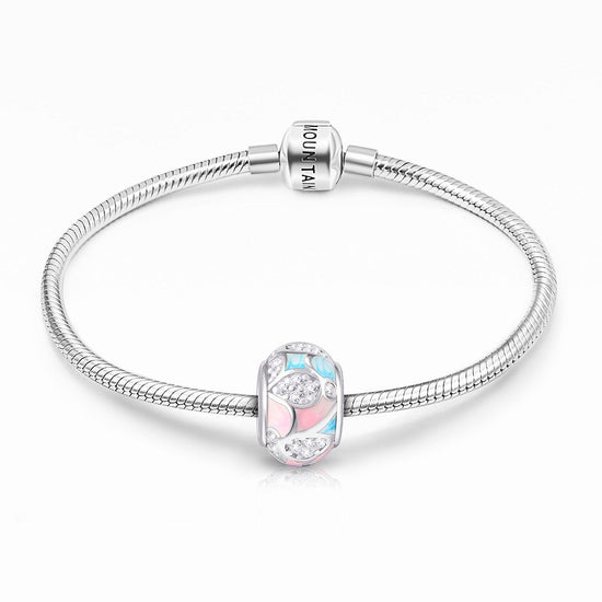 925 Sterling Silver Abstract Painting Craft Colorful Charm for Bracelet and Necklace - onlyone