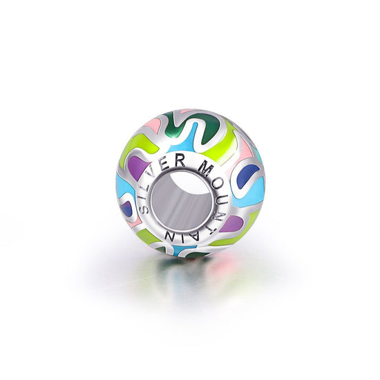 925 Sterling Silver Abstract Painting Craft Colorful Charm for Bracelet and Necklace - onlyone