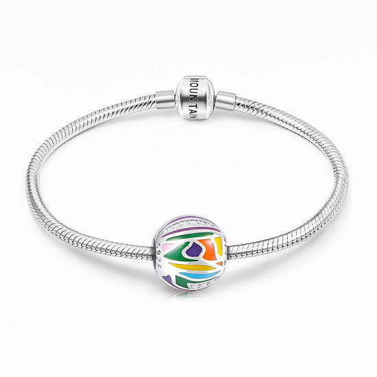 925 Sterling Silver Abstract Painting Craft Colorful Charm in for Bracelet and Necklace - onlyone