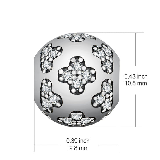 Rhinestones 925 Sterling Silver Charm For Bracelet and Necklace - onlyone