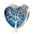 925 Sterling Silver Life Tree Blue Heart Charm for Bracelet and Necklace - onlyone