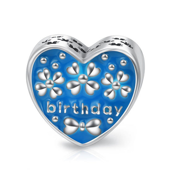Sterling Silver Birthday Love Heart Charms Fit for Bracelet and Necklace - onlyone