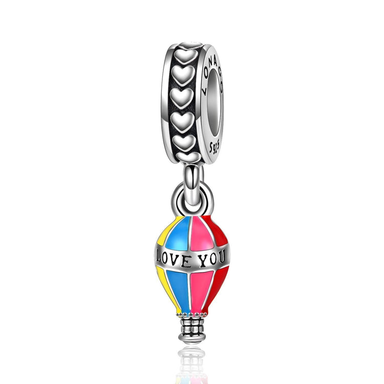 925 Sterling Silver Hot-air Balloom Sterling Silver Charm for Bracelet and Necklace - onlyone