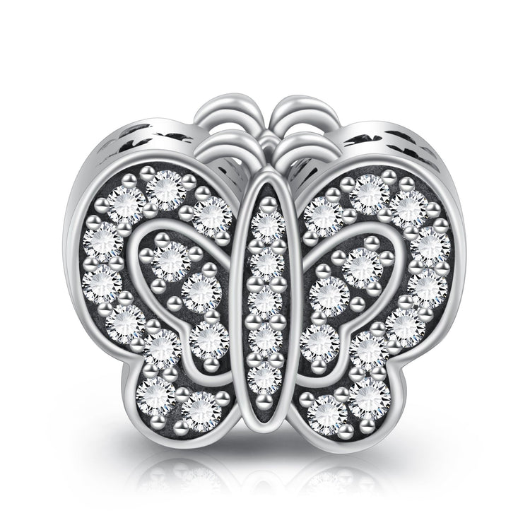 925 Sterling Silver Rhinestone Butterfly Charm for Bracelet and Necklace - onlyone