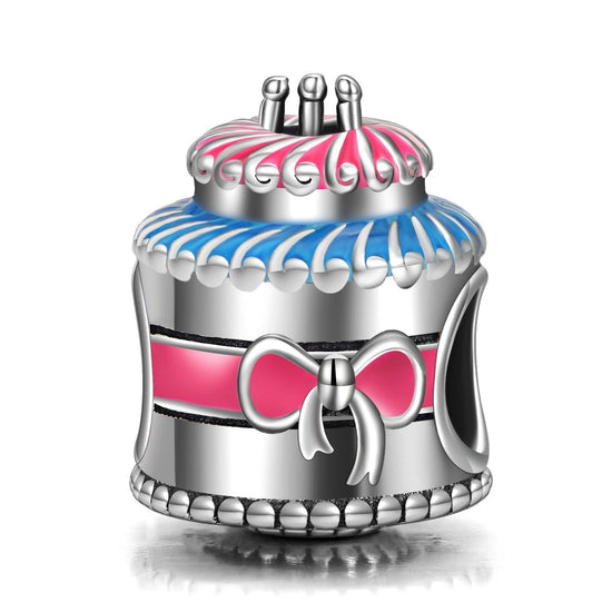 Sterling Silver Birthday Cake Charm Fit for Bracelet and Necklace - onlyone