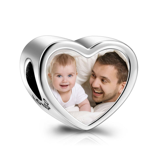Personalized Photo Love Heart Charm in  925 Sterling Silver - onlyone